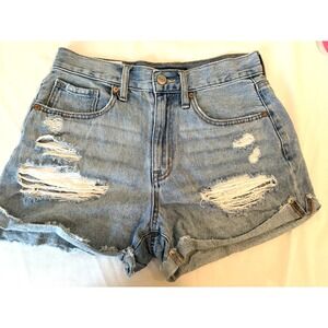 Y2K Aeropostale Distressed Mom Shorts Women's Sz 4 Cut Off Blue Denim Punk Rock